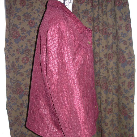 Christopher & Banks Women's XL Jacket Blazer Burgundy Pockets Textured New Tags - Picture 7 of 10